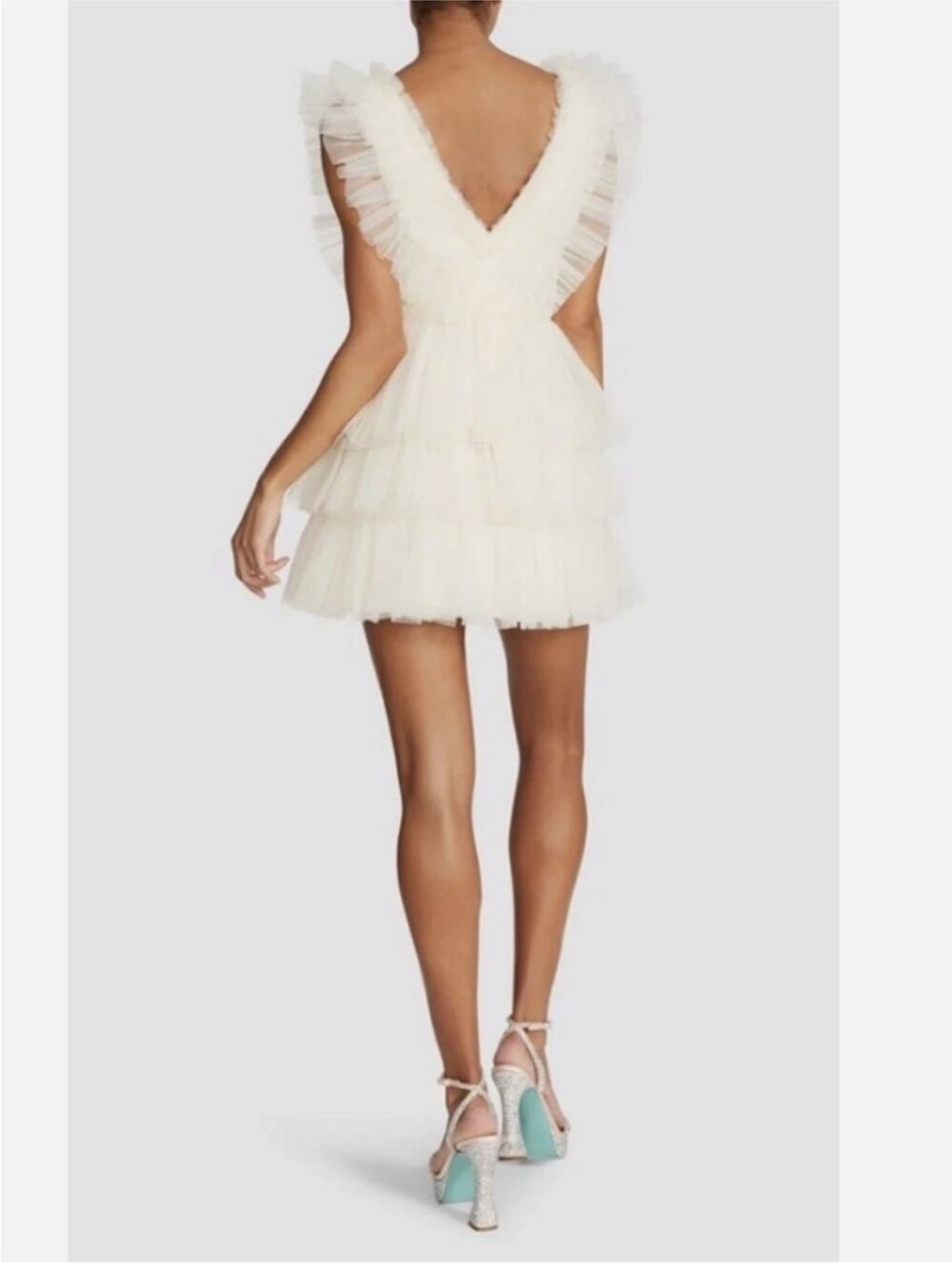 Betsey Johnson Tiered Tulle Mini Dress in Cream | Size XL | Worn Twice - Picture 4 of 5
